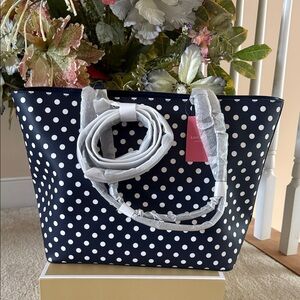 Kate Spade Dark Blue and White Dot Tote